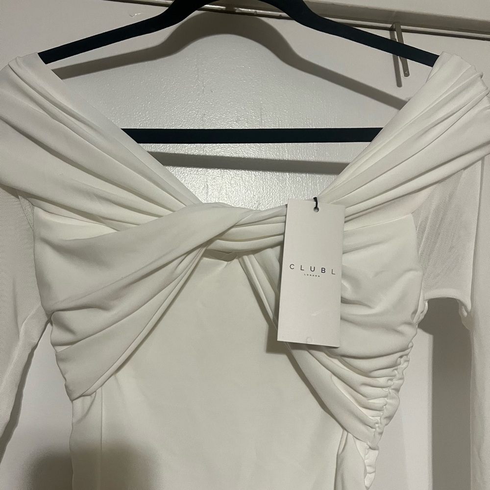 Off the shoulder white dress